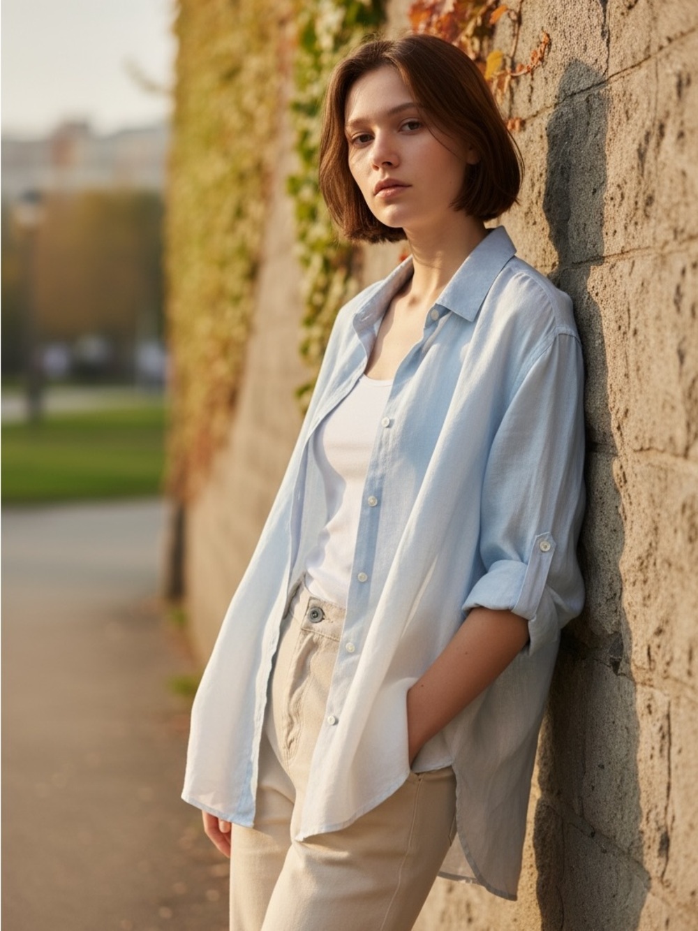 Jason Wu Light Blue to White Ombre Button-Down Shirt
